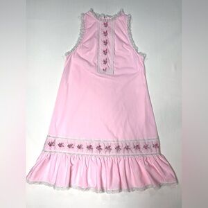 Vintage Gilead embroidered floral nightgown, lace trim, ruffle‎ hem sz small USA
